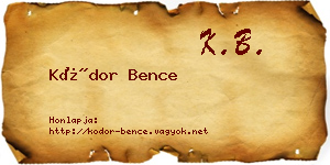 Kódor Bence névjegykártya